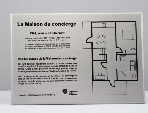 Plaque commémorative – Aluminium imprimé – Commission scolaire de Montréal