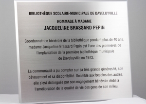 Plaque Commémorative en aluminium imprimé - Ville de Daveuyville