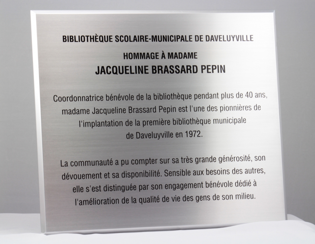 Plaque Commémorative en aluminium imprimé - Ville de Daveuyville