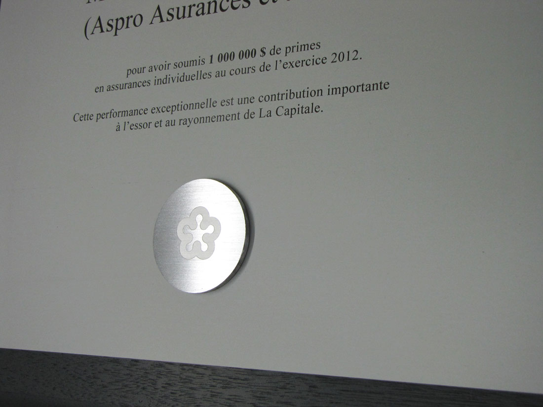 Plaque commémorative – Aluminium imprimé – La Capitale