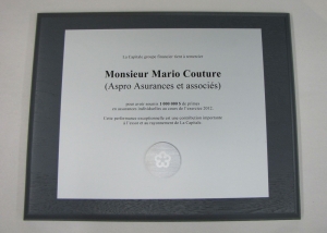 Plaque commémorative – Aluminium imprimé – La Capitale